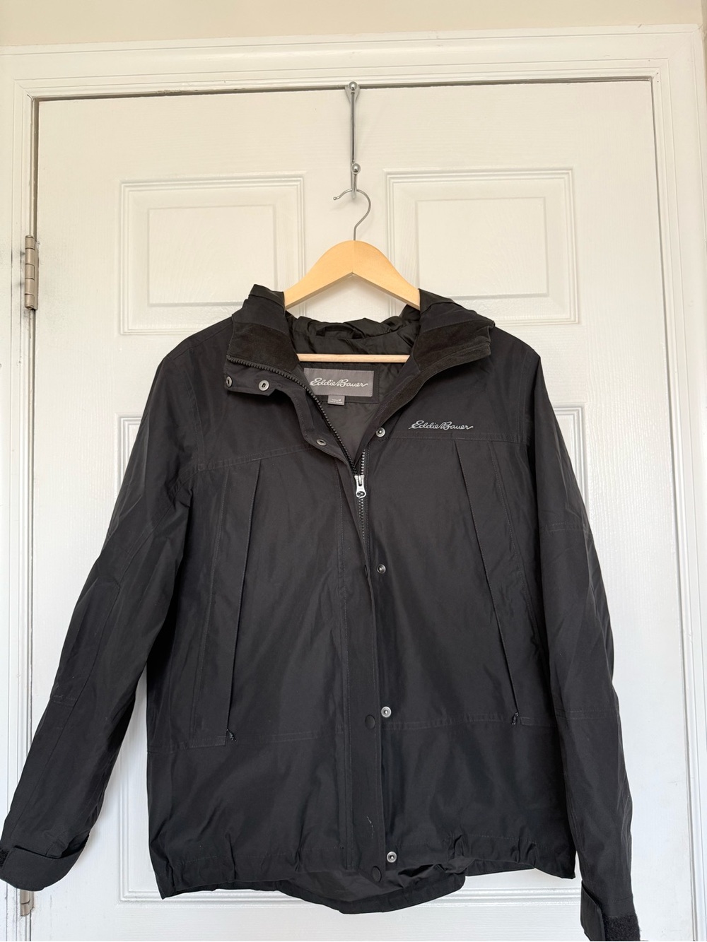 Eddie Bauer Men's Black Rain Jacket with Hood